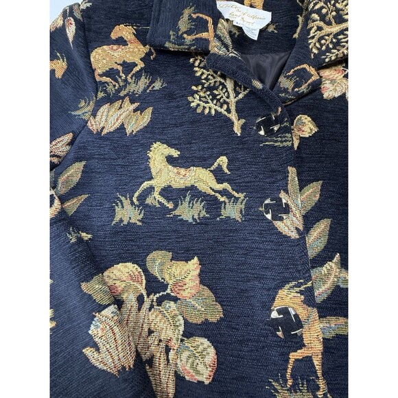 Women's Lilly Of California Hand Loomed Black Safari Button Up Blazer Coat Large - Picture 7 of 8